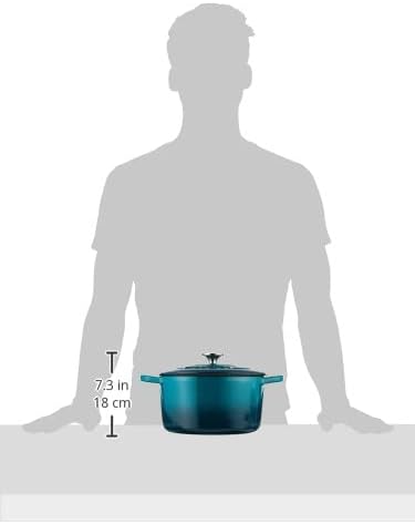 Crock-Pot Artisan 5-Quart Round Enameled Cast Iron Dutch Oven – Teal Ombre, Durable Heavy-Duty Cookware for Slow Cooking, Roasting, Baking with Lid - Image 3
