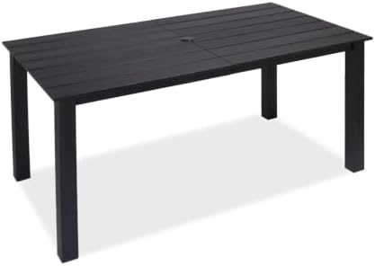 ZHUSI Patio Table, HIPS Outdoor Dining Table with Umbrella Hole, Black by ZHUSI