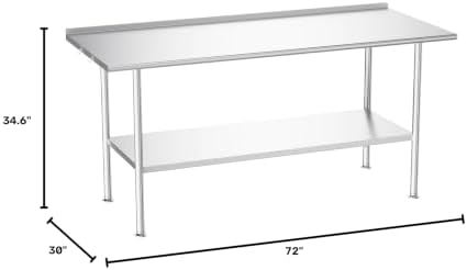 Atelicf NSF Stainless Steel Prep Table 30X72 inch with Backsplash - Image 3