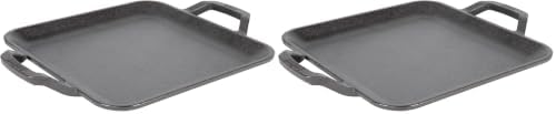 Lodge 11" Cast Iron Square Griddle - Chef Collection - For Indoor & Outdoor Cooking - Superior Heat Retention - Durable Cast Iron - Seasoned Kitchen Griddle (Pack of 2) by Lodge
