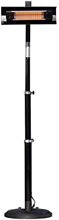 Fire Sense 02678 Telescoping Offset Pole Mounted Infrared Patio Heater With Wheels 1500 Watt Indoor Outdoor Powder Coated Steel Tip over Protection System Cover Included - Black by FireSense