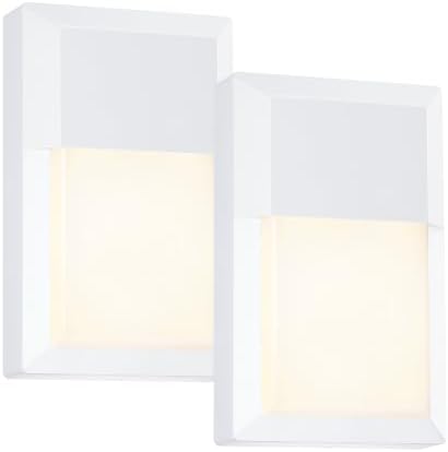 LIT-PaTH Outdoor Wall Light Fixture, Aluminum, LED 3000K, White, 2 Pack by LIT-PaTH