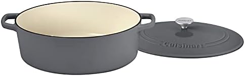 Cuisinart Chef's Classic Enameled Cast Iron Dutch Oven with Lid, Porcelain Enameled Interior, Oven Safe, Induction Compatible, 7-Quart, Oval, Dark Grey - Image 2