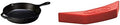 Lodge 10.25 Inch Cast Iron Pre-Seasoned Skillet – Signature Teardrop Handle - Use in the Oven, on the Stove, on the Grill, or Over a Campfire, Black & ASAHH41 Silicone Assist Handle Holder, Red by Unknown