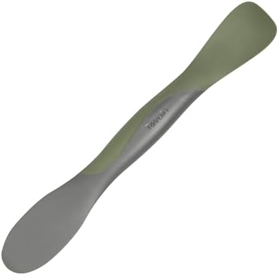 Tovolo Scoop and Spread Large Dual End Silicone Sandwich Spreader Tool with Nylon Handle, BPA Free Dishwasher Safe Silicone and Nylon Tool for Spreading and Scooping, Thyme Green and Charcoal Gray by Tovolo