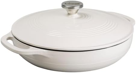 Lodge Essential Enamel Cast Iron Braiser, 3.6 Quart, Oyster White by Lodge
