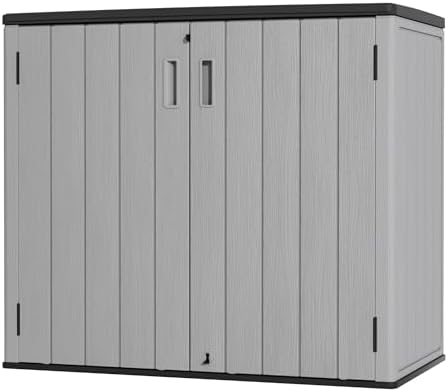 Mrosaa Large Outdoor Storage Box,Resin Sheds&Outdoor Storage Waterproof/Lockable,Outdoor Storage Cabinets for Balcony,Garage,Backyard (37Cu.ft-Pale Grey) by Mrosaa