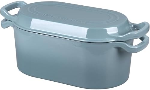 VORRINGARD Oval Dutch Oven Pot with Lid, Enamel Coating Cast Iron Bread Pans for Homemade Sourdough Bread Baking, Cooking, 4 Quart, Sea Salt - Image 6