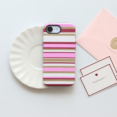for iPhone 17e Case iPhone 16e Case, Magnetic Matte Frosted Dual-Layer Striped Phone Case for Women, Retro Aesthetic Cover Compatible with MagSafe Accessories - Berry Sage - Image 2