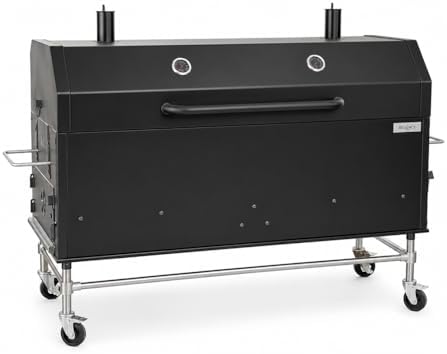 60-Inch Charcoal Wood Smoker Grill, Black Powder Coated Steel, 1102 Sq In Cooking Surface, Adjustable Grates with Dual Thermometers, Casters by GLOWNARY