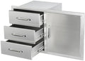 Outdoor Kitchen Door Drawer Combo Cabinet,38.1W x 22.6H x 20.8D Stainless Steel with Handles,Triple Drawers & BBQ Access Combo for Outdoor Kitchen Island (Drawer with Handle and Right Door Combo) by Unknown