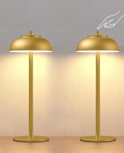 Cordless Table Lamps, Rechargeable LED Touch Lamp, Gold, 2 Pack by Moragin