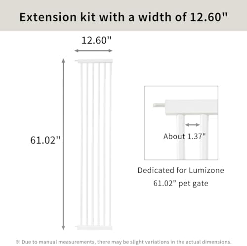 Lumizone Extra Tall Cat Gate Extension Kit 61.02" High 12.6" Wide White - Image 3