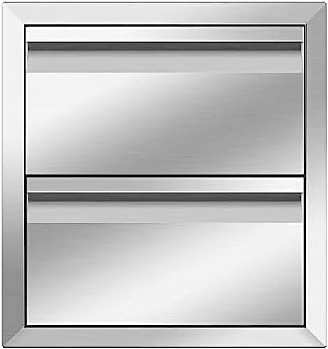 Flush Mount Stainless Steel Double Drawers with Recessed Handles for Outdoor Kitchens Or BBQ Island,-14W X 15H X 23D Inch - Image 2
