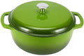 Amazon Basics Enameled Cast Iron Dutch Oven Pot With Lid, 6-Quart, Round, Dual Handles, Heavy-Duty, Oven Safe for Stews, Roasting & Baking, Green by AmazonBasics