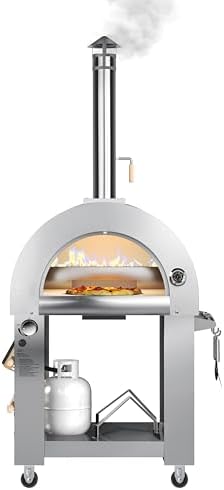 KoolMore 32 in. Outdoor Propane Gas and Wood fired Pizza Oven in Stainless-Steel - Image 2