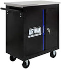Double-Door Heavy-Duty Rolling Steel Tool Cart with Handle&Wheels, Metal Storage Organizer Cabinet, Tool Chest for Efficient Tool Storage in Garage, Warehouse, Workshop, Repair Shop, Blue by Unknown