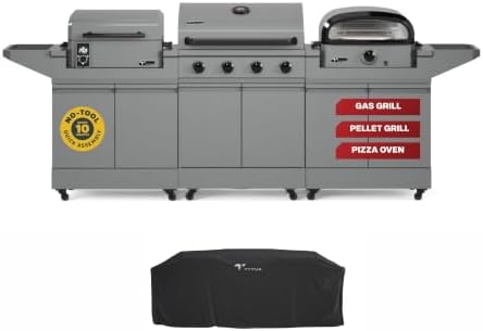 Tytus 3-in-1 Gas Grill 4-Burner, Pellet Smoker, Pizza Oven & Cover, 117" by TYTUS