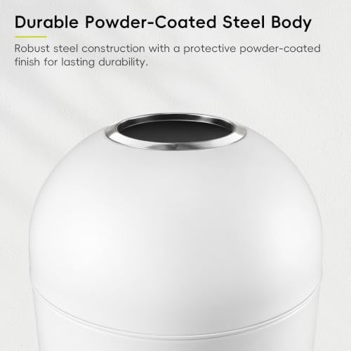 EKO 15 Gallon Commercial Open Top Trash Can with Steel Liner, White - Image 5
