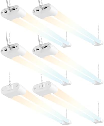Hlite 4FT LED Shop Lights with Power Cord 5500LM,3 Power Level&3CCT,6 Pack by Hlite