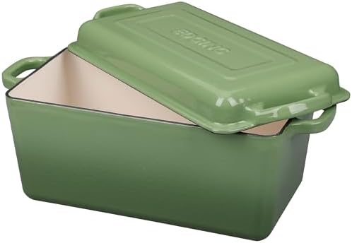 EDGING CASTING Enameled Cast Iron Dutch Oven, Oblong Bread Oven for Sourdough Bread Baking, Baking Pan, Dual Handles, Oven Safe, 4 Quart, Pistachio Green - Image 7
