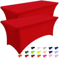Smiry 2 Pack Spandex Table Cloth 4FT, Elastic Fitted Red Tablecloth by Smiry