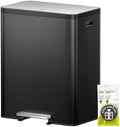 EKO EcoCasa II 36L+24L Dual Trash Can with Recycle Bin, Stainless Steel Garbage Can with Lid, Deodorizer Compartment, Odor-Proof and Fingerprint Resistant, Matte Black by Unknown