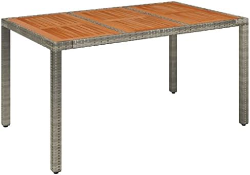 Garden Dining Table 59.1"x35.4" Grey Acacia Wood Top Steel Frame Rectangular Outdoor Patio Table Weather-Ready for BBQ Picnic Terrace - Image 3