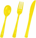 HEIPINIUYE 75 Pack Yellow Plastic Cutlery Heavy Duty Yellow Plastic Knives Forks and Spoons Disposable Silverware Set for 25 Guest Camping Birthday Baby Shower Party Cutlery Set by HEIPINIUYE