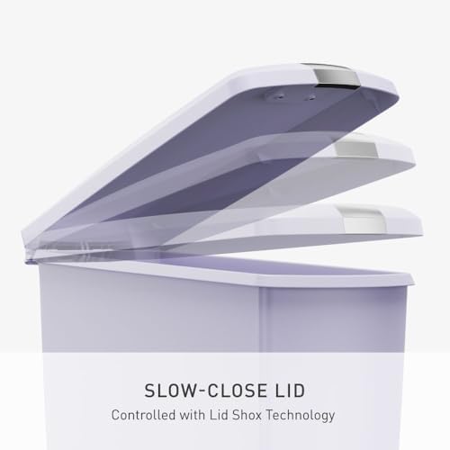 simplehuman Slim Step Can, 40L / 10.6 Gallon Space-Efficient Kitchen Trash Can, Studio Edition, Pet-Proof Slide Lock, 150,000-Step Pedal, Wheels, Lilac Plastic - Image 4