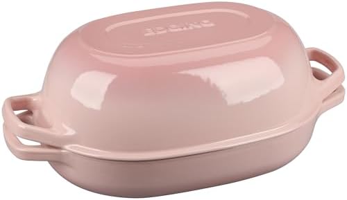 EDGING CASTING Enameled Cast Iron Oval Dutch Oven Pot with Lid, Dutch Oven for Sourdough Bread Baking, Bread Oven, Bread Dutch Oven, Oval Bread Pan, 7qt, Pink - Image 6