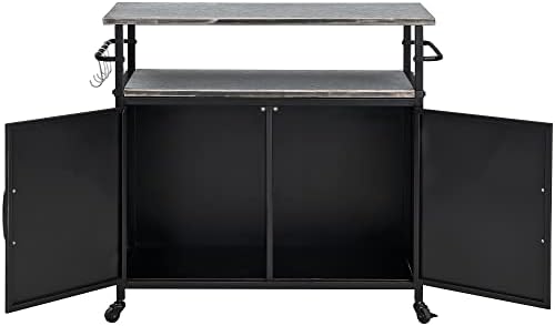FirsTime & Co. New & Improved Black Davidson Outdoor Grilling Kitchen Cart Island, Portable Patio Table, Metal Food Prep Worktable, 31.5 in. x 35.25 in. - Image 5