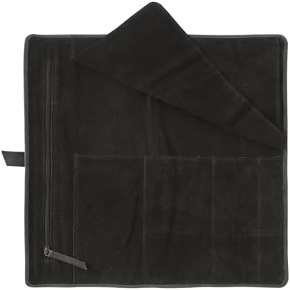 Leather Knife Roll Bag for Chefs – 17.5” x 17.5” Professional Chef Knife Storage Organizer, Portable Culinary Knife Case, Travel Knife Roll for Kitchen, BBQ & Catering (Black) - Image 3