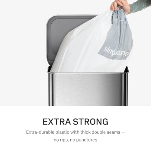 simplehuman Code J 40 Count, Dispenser Pack Custom Fit Liners, Drawstring Trash Bags, 30-45 Liter / 8-12 Gallon, White - Image 3