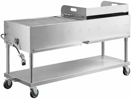 Commercial Stainless Steel Outdoor Liquid Propane Grill with Griddle Attachment, 60" Cooking Surface, 8 Burners, 128,000 BTU, for Restaurant Patio, Resort, Catering, Outdoor Kitchen, Hotel - Image 2