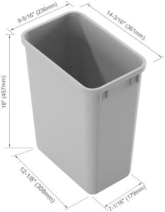 Dowell Wastebasket Trash Container, 35Qt/9Gal, Plastic, Stackable, for Kitchen/Bathroom/Office, Tall&Slim Trash Can 18" H (Grey 4000 35 04) - Image 2
