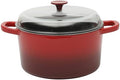Crock Pot Artisan 7-Quart Round Enameled Cast Iron Dutch Oven With Oven Safe Borosilicate Glass Lid, Heavy-Duty Cookware for Baking, Roasting & Slow Cooking, Red by Crock-PotBrand
