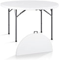 SUPER DEAL 4 Foot Round Folding Card Table, 48" Indoor Outdoor Portable Plastic Kitchen or Camping Picnic Party Wedding Event Table, White by Superdeal