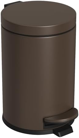 Cesun Small Round Bathroom Trash Can with Lid Soft Close, 1.2 Gal, Brown by Cesun