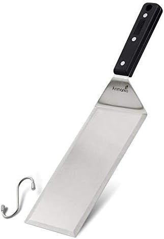 Turner 4x8 Stainless Steel Metal Griddle Spatula - Griddle Accessories 4 x 8 in Hamburger Turner Scraper - Pancake Flipper - Great for BBQ Grill and Flat Top Griddle - Commercial Grade by Anmarko