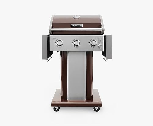 Permasteel 3-Burner Propane Gas Grill, 30,000 BTUs BBQ Grill with Cast Iron Grates, Foldable Side Tables & Tool Hooks, Outdoor Grill, Mocha - Image 2