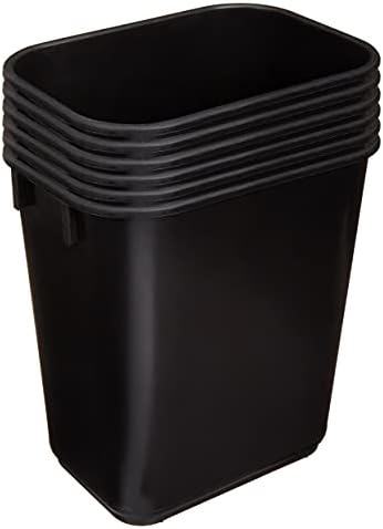 Amazon Basics Small Rectangular Commercial Office Wastebasket, Easy to Clean,11.4"L x 8"W x 12"H, 3 Gallon, Black, 6-Pack - Image 2