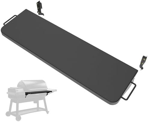 BAC605 Folding Front Shelf for Traeger Grills with Pal Rail System P.A.L. Pop-and-Lock, Foldable Side Table Replacement Parts Only for Traeger Ironwood XL & Timberline XL with Pal Rail System by BBQ-PLUS