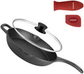 10 Inch Cast Iron Skillet with Glass Lid, Pre-Seasoned Frying Pan by CuisGusto