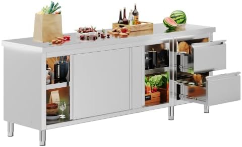 SPECRAFT 84x23x33 Inch Stainless Steel Prep Table Cabinet by SPECRAFT