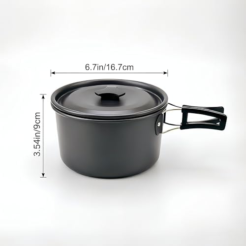 2.1Qt Camping Pot Hard Anodized Aluminum Lightweight Folding Handle - Image 2