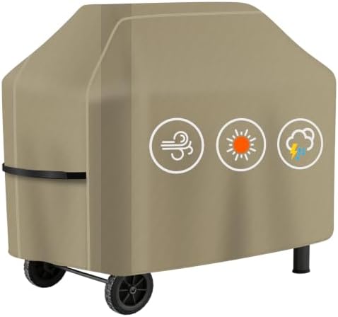 Perfect Grill Cover for Outdoor Grills Waterproof Rip-Proof Weather Resistant for Reliable Protection Griddle Cover Easy to Clean Adjustable Hem Drawstring Fade Resistant (Beige, 65) by HAZBEN