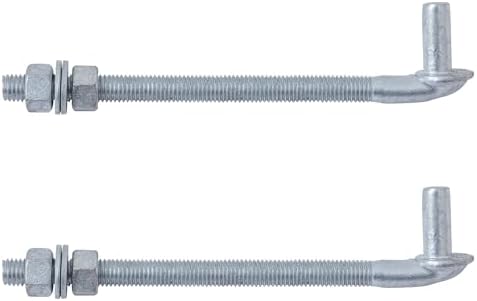VIVIDA 10 Inch J Bolt Gate Hinge, 5/8" Gate Bolt Post Hinge, 2-Pack by VIVIDA