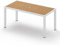 Outdoor Dining Table, Aluminum Patio Table Set, All Weather Patio Dining Furniture Set with Umbrella Hole for Backyard, Deck, Poolside (White-Teak) by Oasbira