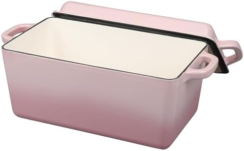 EDGING CASTING Enameled Cast Iron Dutch Oven, Oblong Bread Oven for Sourdough Bread Baking, Baking Pan, Dual Handles, Oven Safe, 4 Quart, Pink - Image 6